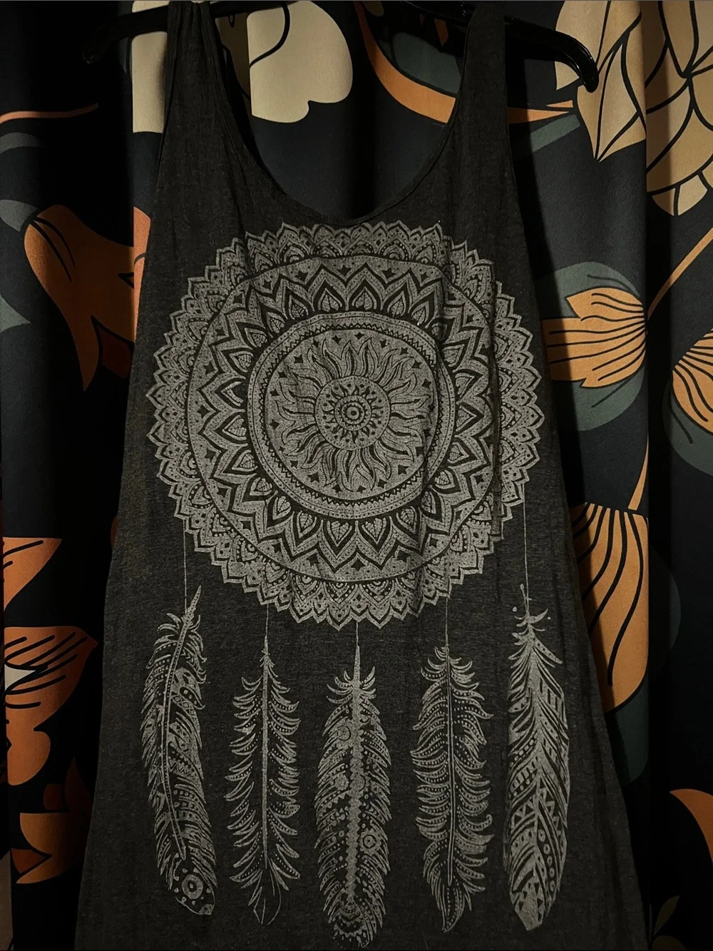 Sleeveless Dark Gray Dreamcatcher Tank Dress